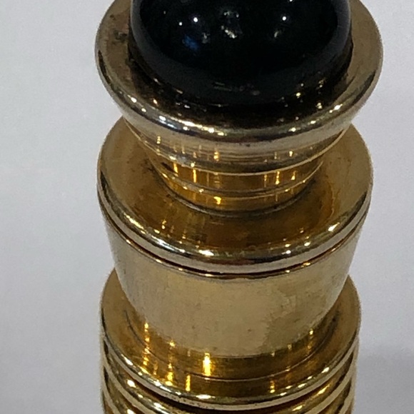 Vintage Gold Tone Brass Cylindrical Shape Portable Purse Travel  Perfume Vial - Picture 12 of 13